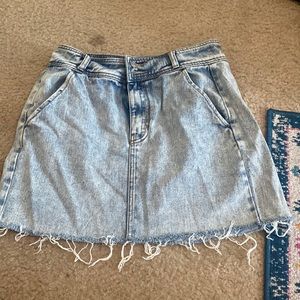 distressed jean skirt